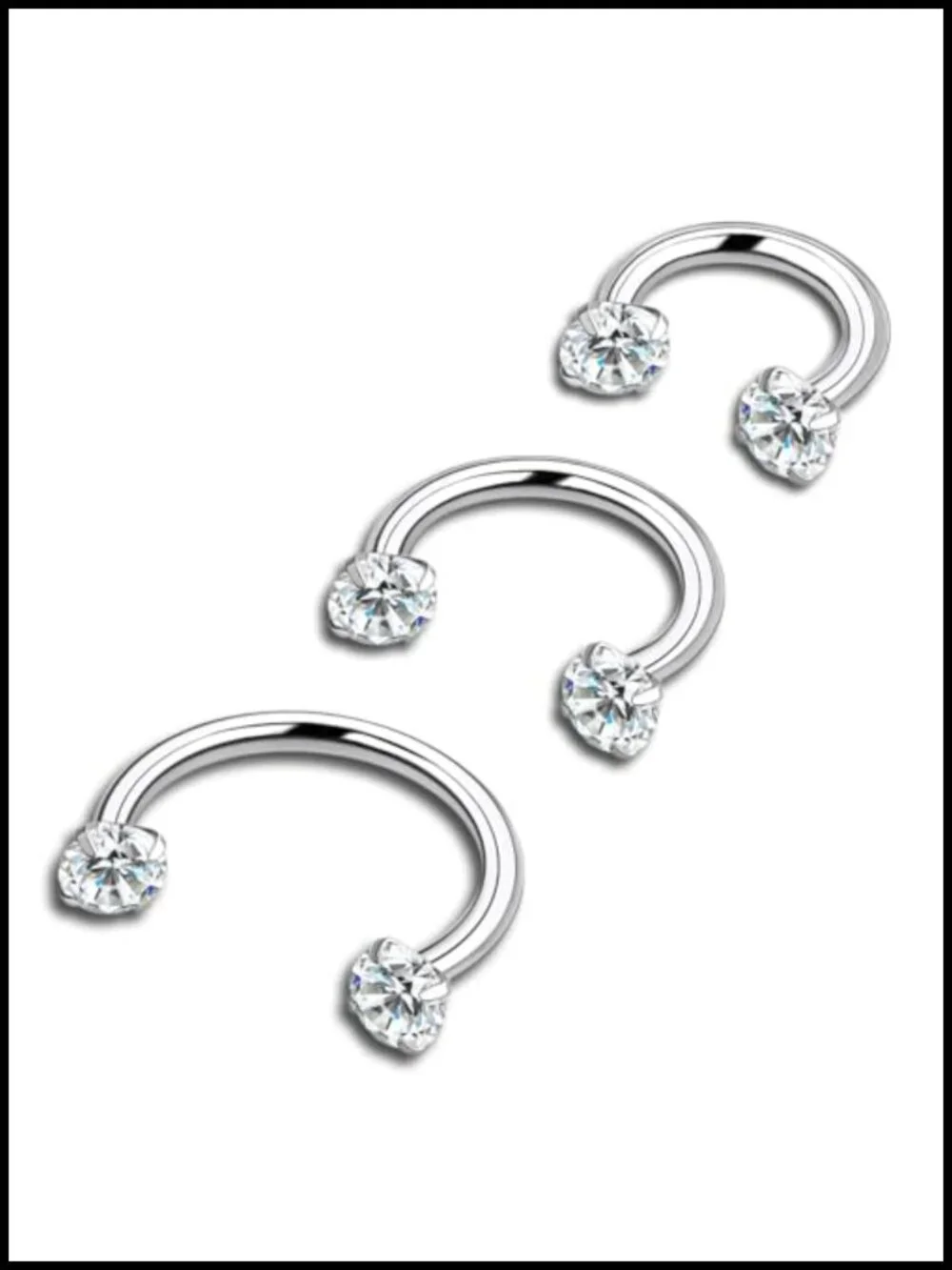 ASTM F136 Titanium Horseshoe Nose Ring 16G Internally Threaded CZ